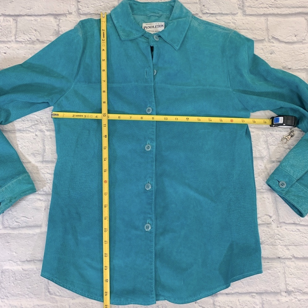 Pendleton Leather Suede Jacket Light Button Up Si… - image 4